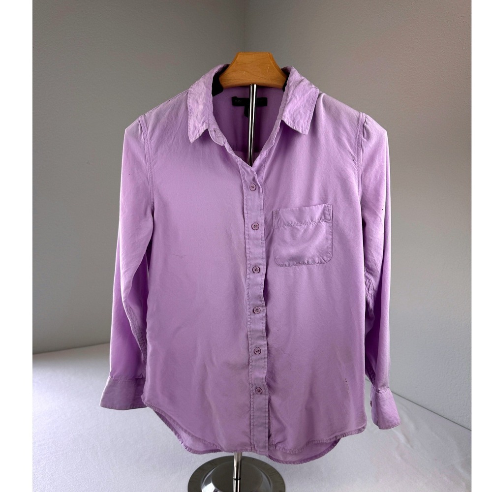 Banana Republic Petite Button Shirt Blouse Purple Lilac Career Office XS